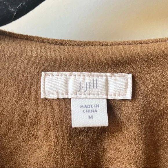 NWOT J.Jill Acorn Brown Faux Suede Asymmetric Zip Up Moto Jacket Size medium - Picture 7 of 9